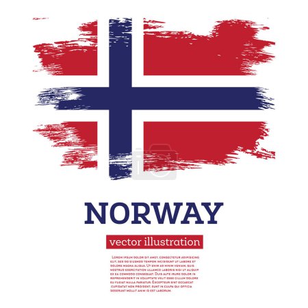 Téléchargez les illustrations : Drapeau de Norvège avec coups de pinceau. Illustration vectorielle. Jour de l'indépendance. - en licence libre de droit