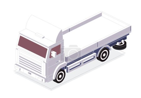 Illustration for Isometric Cargo Truck. Commercial Transport. Logistics. City Object for Infographics. Vector Illustration. Car for Carriage of Goods. Front View. - Royalty Free Image