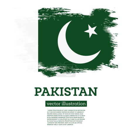 Ilustración de Bandera de Pakistán con pinceladas. Ilustración vectorial. Día de la Independencia. - Imagen libre de derechos