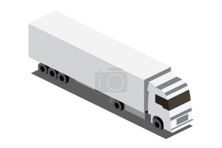 Illustration for Isometric White Cargo Truck Transportation Isolated on White. Vector Illustration. Modern Delivery Truck Vehicle. Car For The Carriage Of Goods. Flat 3d Object for Infographics and Games. - Royalty Free Image