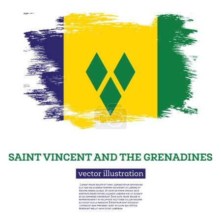 Ilustración de Bandera de San Vicente y las Granadinas con pinceladas. Ilustración vectorial. Día de la Independencia. - Imagen libre de derechos