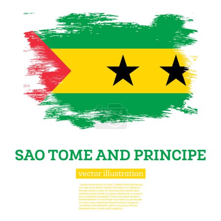 Téléchargez les illustrations : Drapeau Sao Tomé-et-Principe avec coups de pinceau. Illustration vectorielle. Jour de l'indépendance. - en licence libre de droit