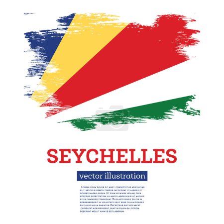 Illustration for Seychelles Flag with Brush Strokes. Vector Illustration. Independence Day. - Royalty Free Image