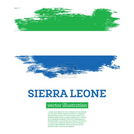 Illustration for Sierra Leone Flag with Brush Strokes. Vector Illustration. Independence Day. - Royalty Free Image