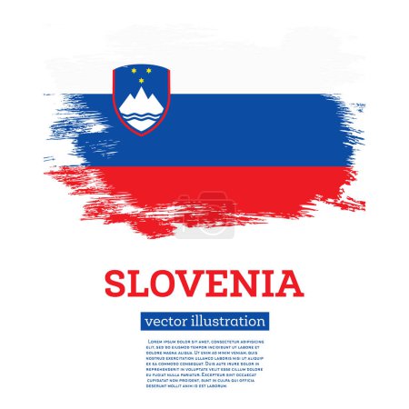 Téléchargez les illustrations : Slovénie Drapeau avec coups de pinceau. Illustration vectorielle. Jour de l'indépendance. - en licence libre de droit