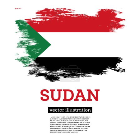 Téléchargez les illustrations : Drapeau du Soudan avec coups de pinceau. Illustration vectorielle. Jour de l'indépendance. - en licence libre de droit