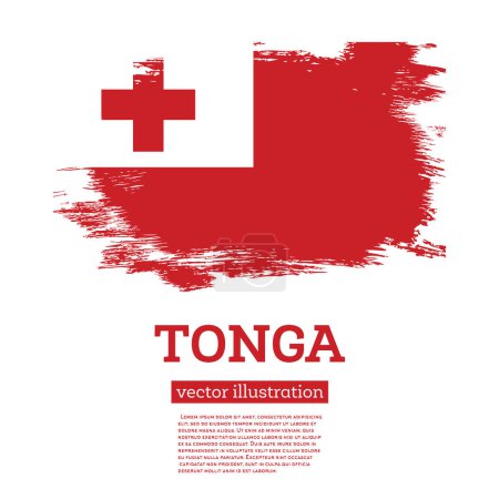 Téléchargez les illustrations : Drapeau Tonga avec coups de pinceau. Illustration vectorielle. Jour de l'indépendance. - en licence libre de droit