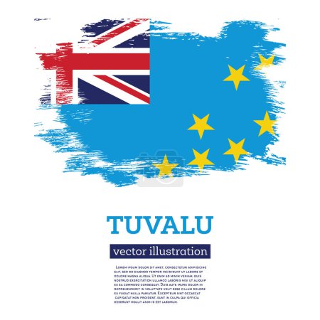 Illustration for Tuvalu Flag with Brush Strokes. Vector Illustration. Independence Day. - Royalty Free Image