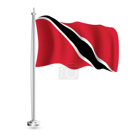 Ilustración de Bandera de Trinidad y Tobago. Bandera Realista Aislada de Trinidad y Tobago País en asta de bandera. Ilustración vectorial. - Imagen libre de derechos