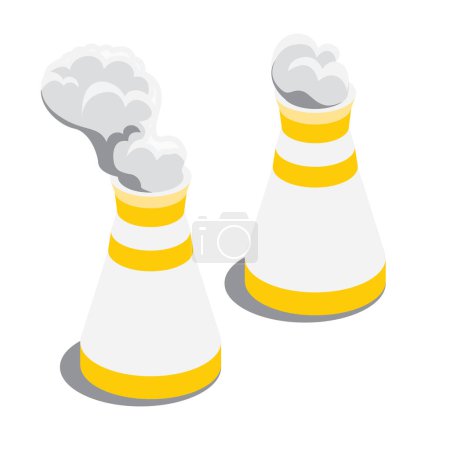 Illustration for Isometric Cooling Towers. Vector Illustration. Icon Isolated on White Background. - Royalty Free Image