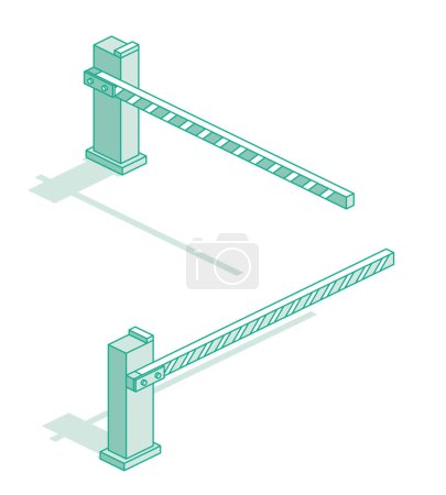 Illustration for Isometric Outline Automatic Barrier. Vector Illustration. Icons Set. Objects Isolated on White. - Royalty Free Image