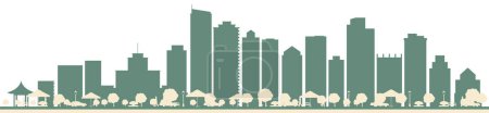 Illustration for Abstract Vancouver Canada City Skyline with Color Buildings. Vector Illustration. Business Travel and Tourism Concept with Modern Architecture. - Royalty Free Image