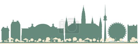 Téléchargez les illustrations : Résumé Vienna Austria City Skyline with Color Buildings. Illustration vectorielle. Voyage d'affaires et tourisme Concept avec une architecture moderne. - en licence libre de droit