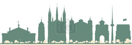 Téléchargez les illustrations : Résumé Vilnius Lithuania City Skyline with Color Buildings. Illustration vectorielle. Voyage d'affaires et tourisme Concept avec une architecture moderne. - en licence libre de droit