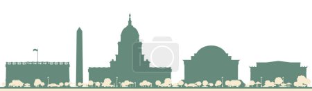 Illustration for Abstract Washington DC USA City Skyline with Color Buildings. Vector Illustration. Business Travel and Tourism Concept with Modern Architecture. - Royalty Free Image