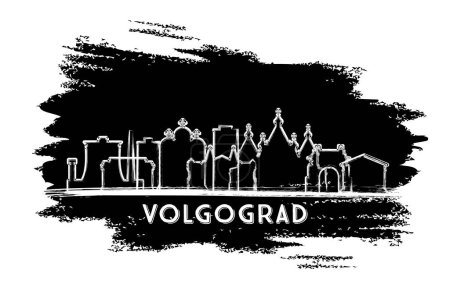 Illustration for Volgograd Russia City Skyline Silhouette. Hand Drawn Sketch. Business Travel and Tourism Concept with Modern Architecture. Vector Illustration. Volgograd Cityscape with Landmarks. - Royalty Free Image