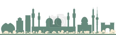 Ilustración de Resumen Bagdad Iraq City Skyline with Color Buildings (en inglés). Ilustración vectorial. Concepto de viajes de negocios y turismo con edificios históricos. - Imagen libre de derechos