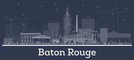 Ilustración de Esquema Baton Rouge Louisiana City Skyline con edificios blancos. Ilustración vectorial. Concepto de viajes de negocios y turismo con arquitectura moderna. Baton Rouge USA Paisaje urbano con monumentos. - Imagen libre de derechos
