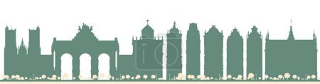 Téléchargez les illustrations : Résumé Bruxelles Belgique skyline avec des bâtiments de couleur. Illustration vectorielle. - en licence libre de droit