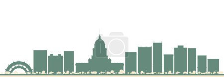 Téléchargez les illustrations : Résumé Charleston USA City Skyline with Color Buildings. Illustration vectorielle. Voyage d'affaires et tourisme Concept avec une architecture moderne. - en licence libre de droit