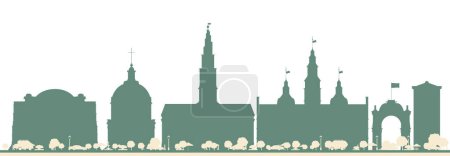Téléchargez les illustrations : Résumé Copenhagen Denmark City Skyline with Color Buildings. Illustration vectorielle. Voyage d'affaires et tourisme Concept avec une architecture moderne. - en licence libre de droit