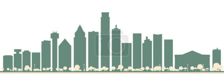 Ilustración de Resumen Dallas USA City Skyline with Color Buildings. Ilustración vectorial. Concepto de viajes de negocios y turismo con arquitectura moderna. - Imagen libre de derechos