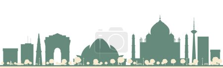 Ilustración de Resumen Delhi India City Skyline con edificios de color. Ilustración vectorial. Concepto de viajes de negocios y turismo con arquitectura moderna. - Imagen libre de derechos