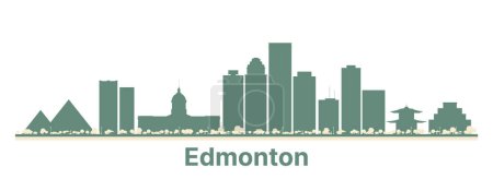 Ilustración de Resumen Edmonton Canada City Skyline with Color Buildings. Ilustración vectorial. Concepto de viajes de negocios y turismo con arquitectura moderna. - Imagen libre de derechos