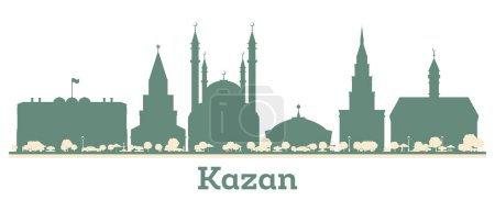 Téléchargez les illustrations : Résumé Kazan Russia City Skyline with Color Buildings. Illustration vectorielle. Voyage d'affaires et tourisme Concept avec une architecture moderne. - en licence libre de droit