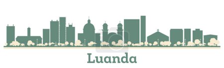 Ilustración de Resumen Luanda Africa City Skyline with Color Buildings. Ilustración vectorial. Concepto de viajes de negocios y turismo con arquitectura moderna. - Imagen libre de derechos
