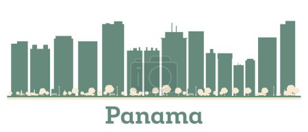 Illustration for Abstract Panama City Skyline with Color Buildings. Vector Illustration. Business Travel and Tourism Concept with Modern Architecture. - Royalty Free Image