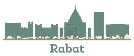 Illustration for Abstract Rabat Morocco City Skyline with Color Buildings. Vector Illustration. Business Travel and Tourism Concept with Modern Architecture. - Royalty Free Image