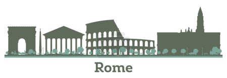 Illustration for Abstract Rome Italy city skyline with color landmarks. Vector illustration. Business travel and tourism concept with historic buildings. - Royalty Free Image