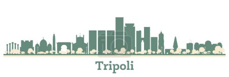 Téléchargez les illustrations : Résumé Tripoli Libya City Skyline with Color Buildings. Illustration vectorielle. Voyage d'affaires et tourisme Concept avec une architecture moderne. - en licence libre de droit