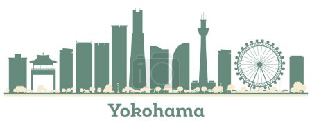 Illustration for Abstract Yokohama Japan City Skyline with Color Buildings. Vector Illustration. Business Travel and Tourism Concept with Modern Architecture. - Royalty Free Image