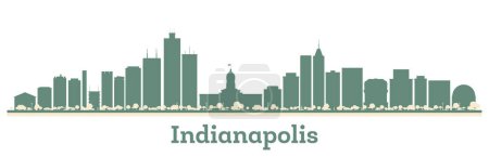 Illustration for Abstract Indianapolis USA City Skyline with Color Buildings. Vector Illustration. Business Travel and Tourism Concept with Modern Architecture. - Royalty Free Image