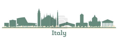 Téléchargez les illustrations : Abstrait Italie Ville Skyline avec bâtiments de couleur. Illustration vectorielle. Voyage d'affaires et tourisme Concept avec une architecture moderne. - en licence libre de droit