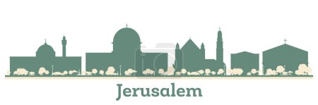 Téléchargez les illustrations : Résumé Jérusalem Israel City Skyline with Color Buildings. Illustration vectorielle. Voyage d'affaires et tourisme Concept avec une architecture moderne. - en licence libre de droit