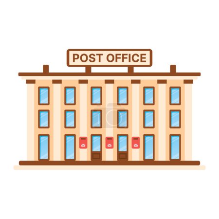 Téléchargez les illustrations : Immeuble de bureaux de poste isolé sur fond blanc. Illustration vectorielle. - en licence libre de droit