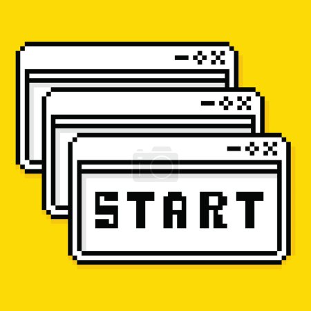 Illustration for Start. User Interface in Retro Pixel Art Style. Vector Illustration. Desktop Computer Element. - Royalty Free Image