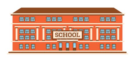 Ilustración de Edificio escolar aislado sobre fondo blanco. Ilustración vectorial - Imagen libre de derechos