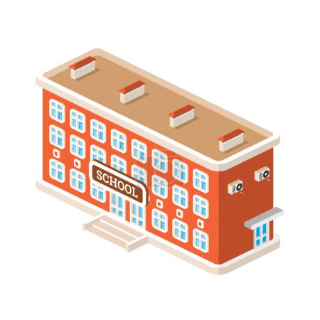 Illustration for Isometric school building isolated on white background. Vector illustration. - Royalty Free Image