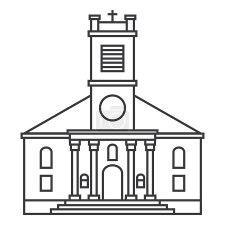 Illustration for Cathedral building outline icon. Sign at linear style. Christian church. Vector illustration. - Royalty Free Image