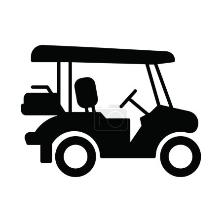 Illustration for Caddy golf car. Glyph icon isolated on white background. Vector illustration. Golf car sign. - Royalty Free Image