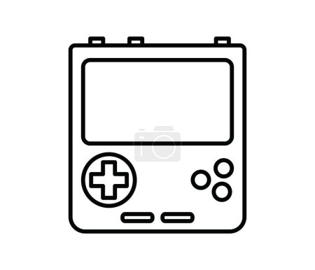 Illustration for Portable handheld retro gaming console. Outline icon. Vector illustration. Object isolated on white background. - Royalty Free Image