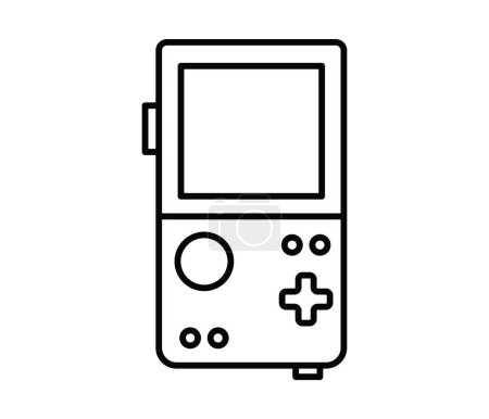 Illustration for Portable handheld retro gaming console. Outline icon. Vector illustration. Object isolated on white background. - Royalty Free Image