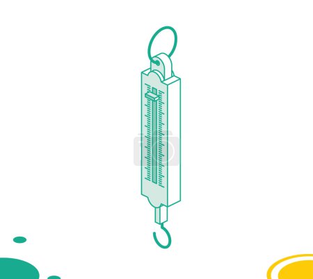 Illustration for Isometric domestic spring scale. Vector illustration. Outline object isolated on white background. Mechanical spring scale. - Royalty Free Image