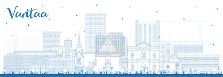 Illustration for Outline Vantaa Finland city skyline with blue buildings. Vector illustration. Vantaa cityscape with landmarks. Business travel and tourism concept with modern and historic architecture. - Royalty Free Image