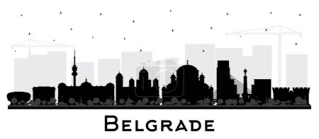 Téléchargez les illustrations : Belgrade Serbia City Skyline Silhouette avec bâtiments noirs isolés sur blanc. Illustration vectorielle. Paysage urbain de Belgrade avec des monuments. Voyages d'affaires et tourisme Concept avec architecture historique. - en licence libre de droit