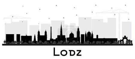 Photo for Lodz Poland City Skyline silhouette with black Buildings isolated on white. Vector Illustration. Lodz Cityscape with Landmarks. Business Travel and Tourism Concept with Historic Architecture. - Royalty Free Image